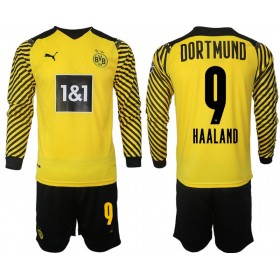 Camisolas de futebol Borussia Dortmund Haaland 9 Criança Equipamento Principal 2021/22 Manga Comprida